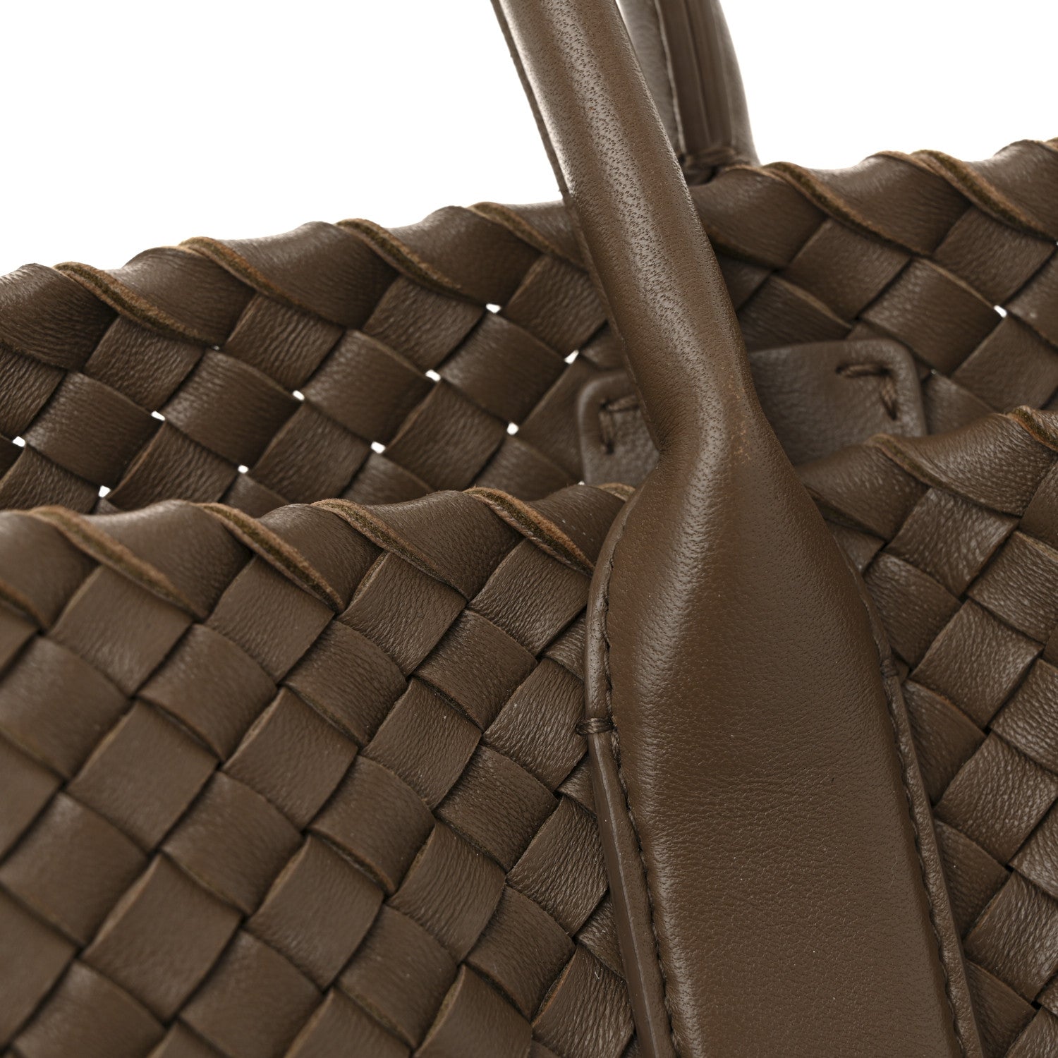 Bottega Veneta Lambskin Intreccio Small Cabat Taupe 1777811