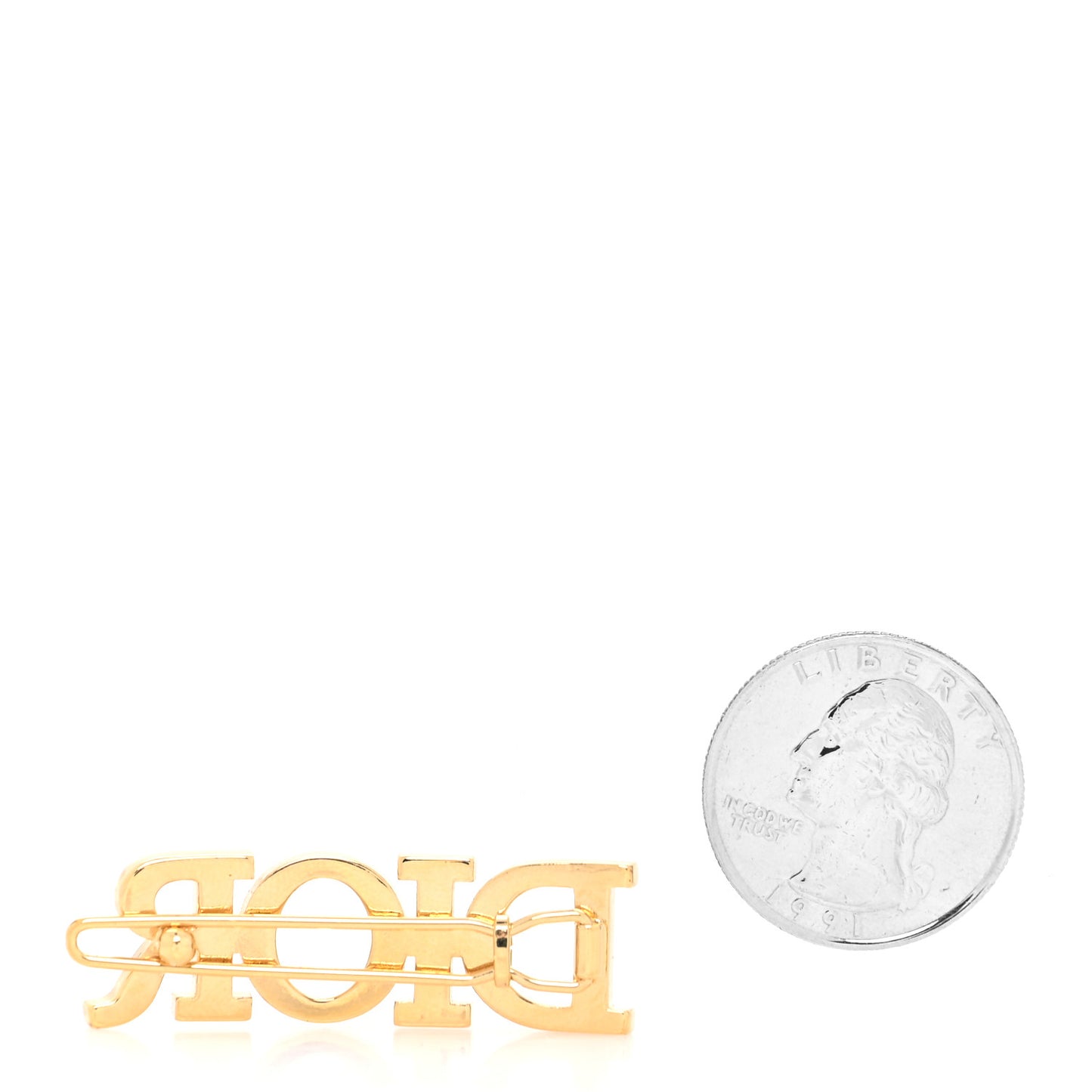 Crystal Dior Logo Barrette Gold