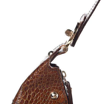 Fendi Zucca Calfskin Crocodile Embossed Chef Hobo Tobacco 13 of 15