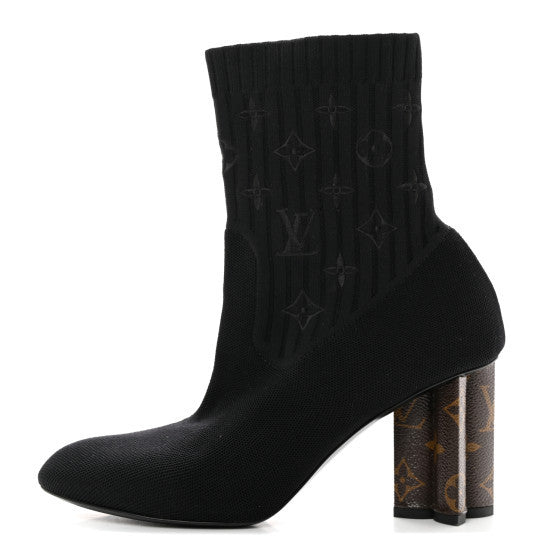 Louis Vuitton Monogram Stretch Fabric Silhouette Ankle Boots 39 Black 1 of 12