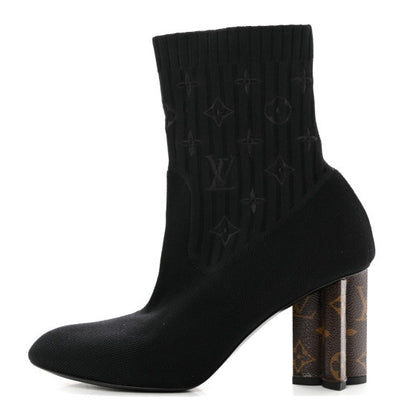 Louis Vuitton Monogram Stretch Fabric Silhouette Ankle Boots 39 Black 1 of 12