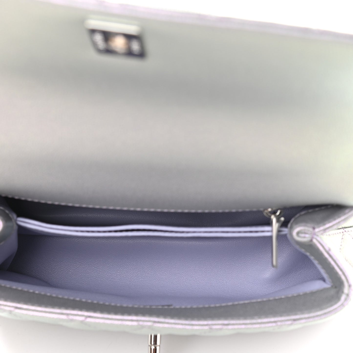 Iridescent Caviar Quilted Mini Coco Handle Flap Purple