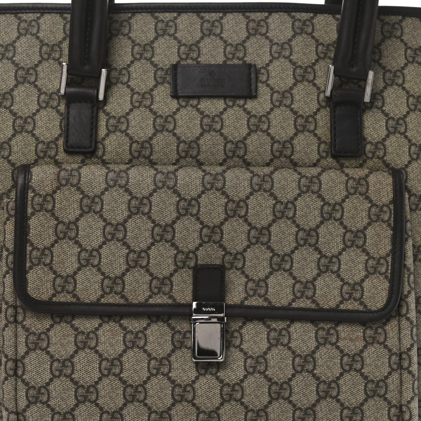 GG Supreme Monogram Vertical Front Pocket Shopping Tote Brown