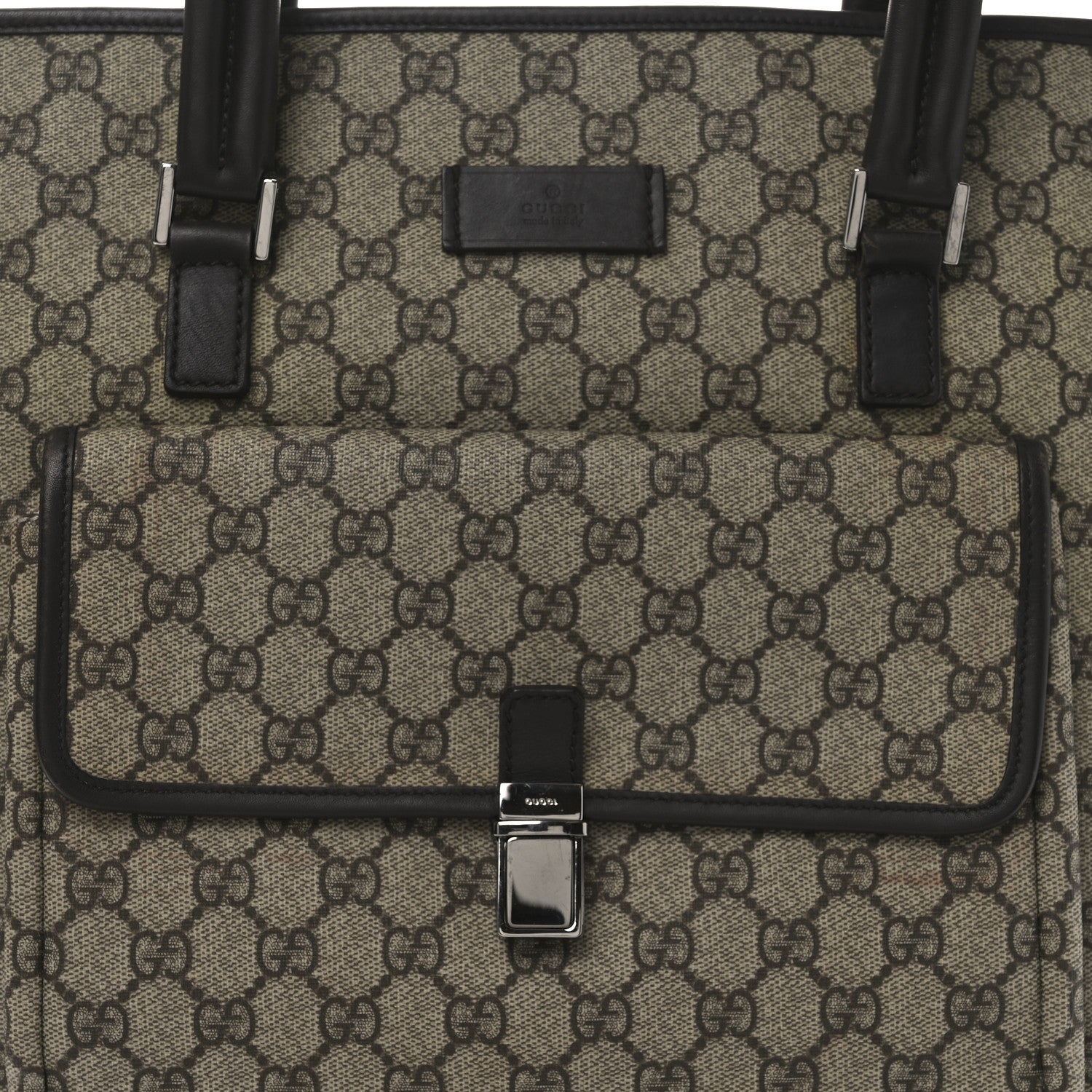 Gucci GG Supreme Monogram Vertical Front Pocket Shopping Tote Brown 7 of 9
