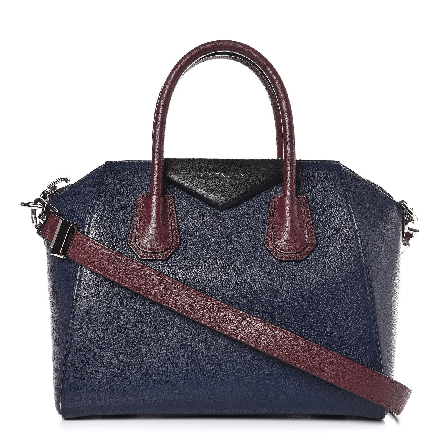 Givenchy Sugar Goatskin Tri-Color Small Antigona Navy Burgundy 1 of 12