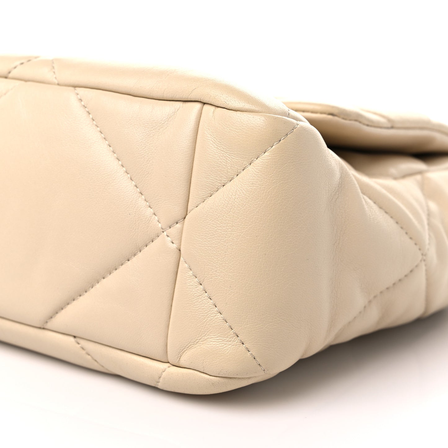 Lambskin Quilted Large Chanel 19 Flap Light Beige
