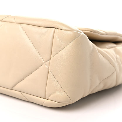 Chanel Lambskin Quilted Large Chanel 19 Flap Light Beige 9 of 10