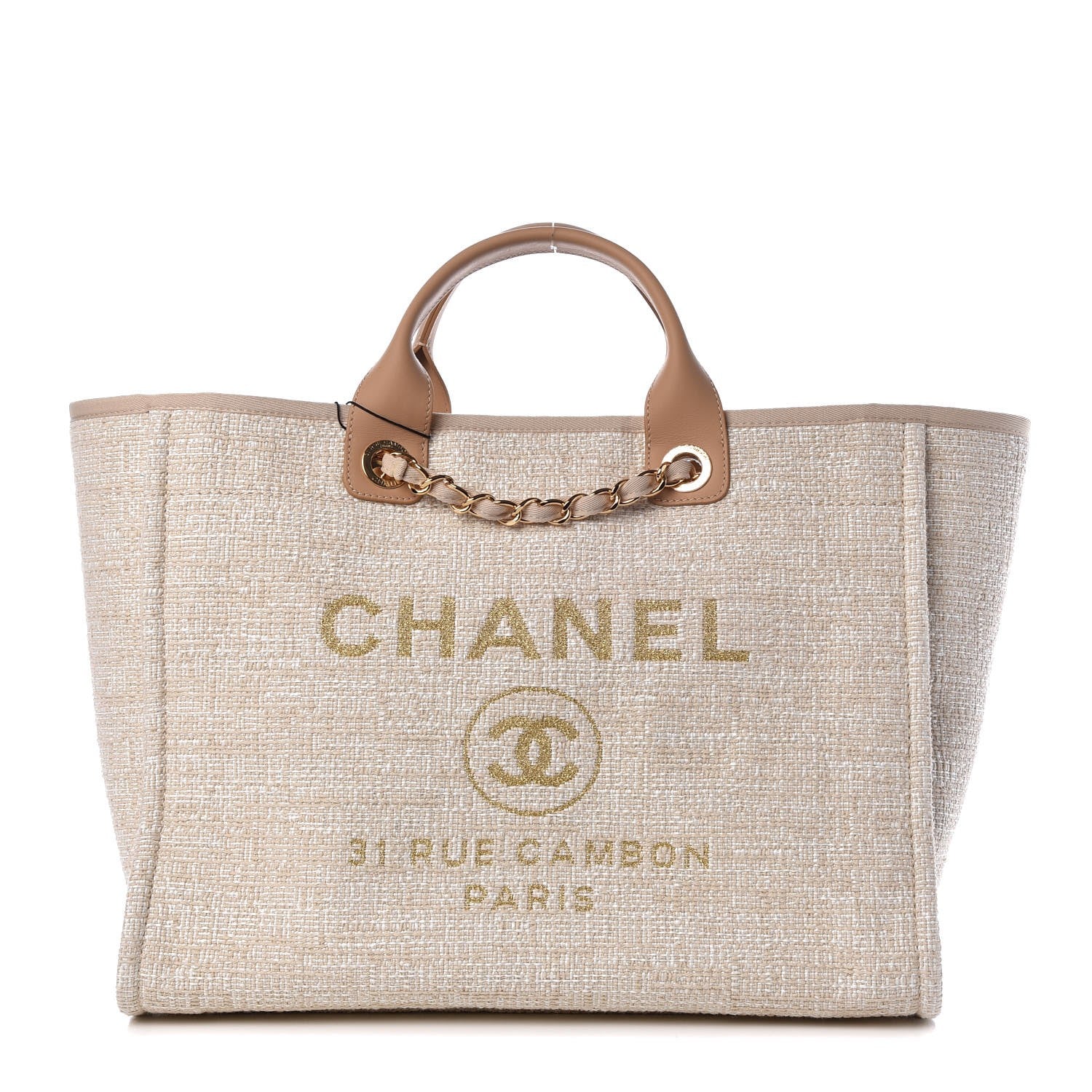 Chanel Canvas Large Deauville Tote Light Beige 1 of 8
