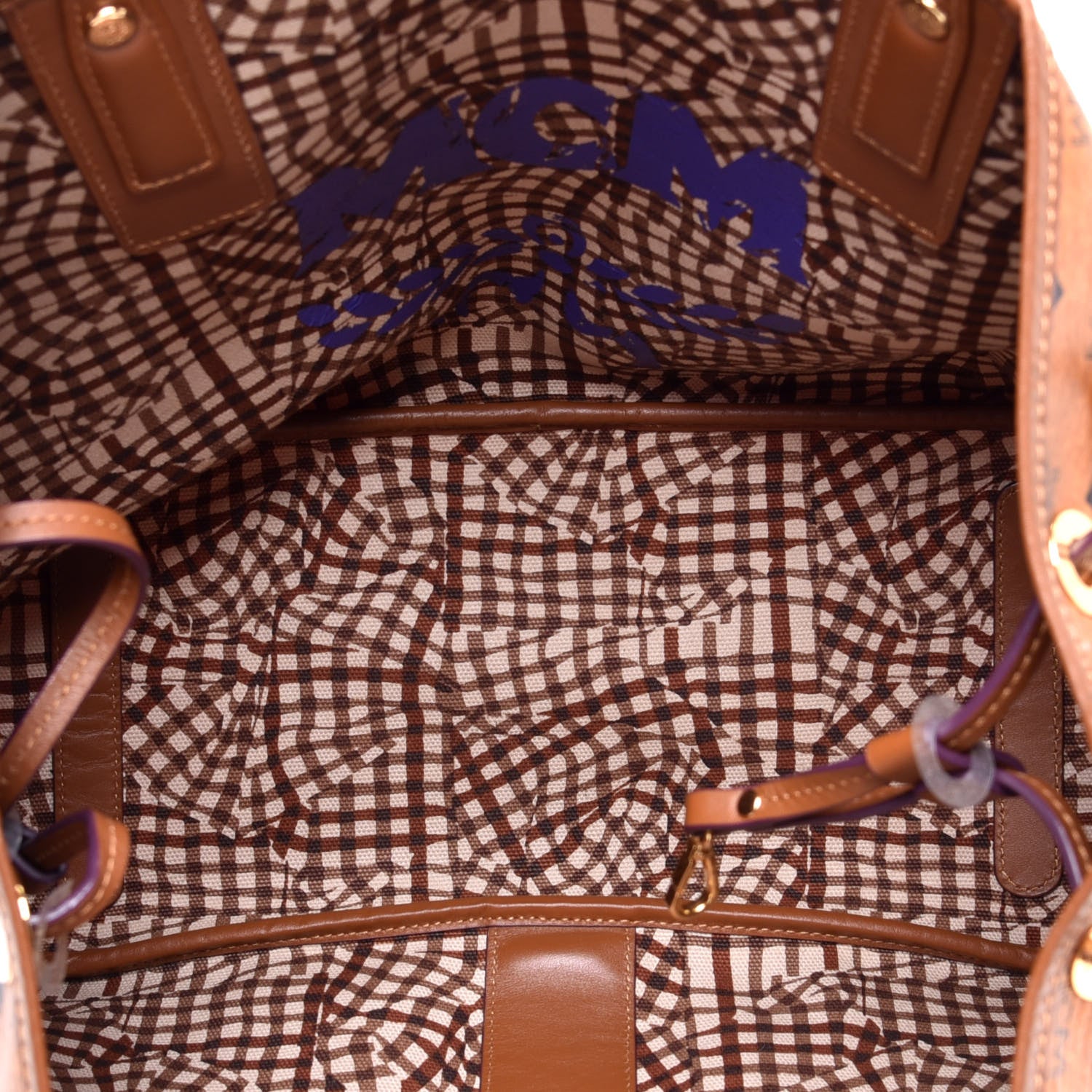 MCM Visetos Medium Liz Reversible Shopper Tote Cognac 8 of 16