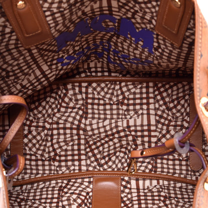 MCM Visetos Medium Liz Reversible Shopper Tote Cognac 8 of 16