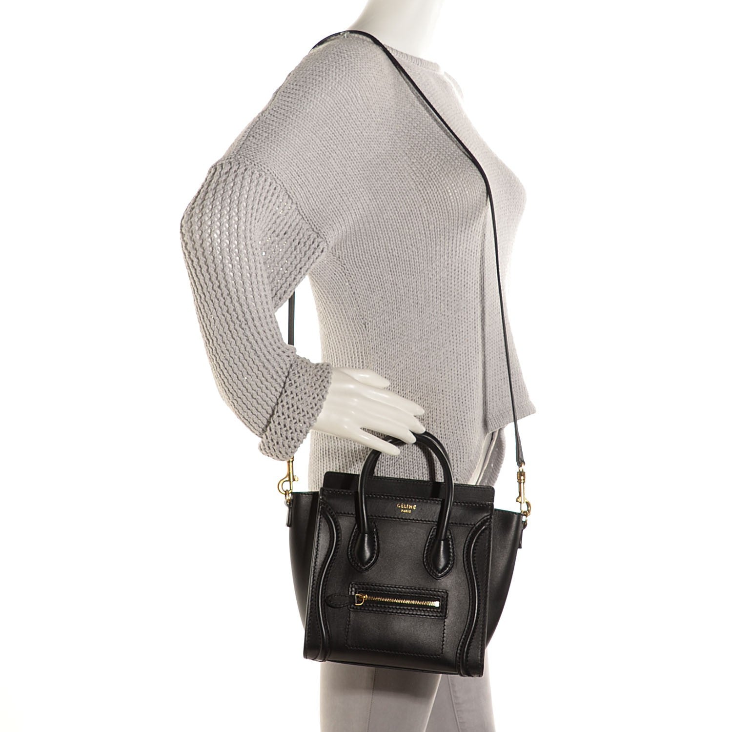 Celine Smooth Calfskin Nano Luggage Black 2 of 9