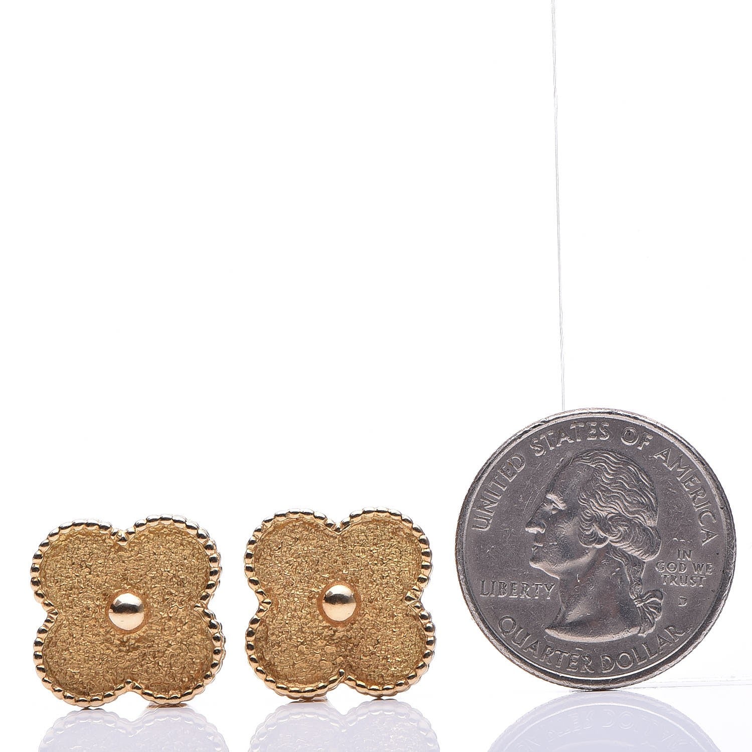 Van Cleef & Arpels 18K Yellow Gold Vintage Alhambra Earrings 2 of 10