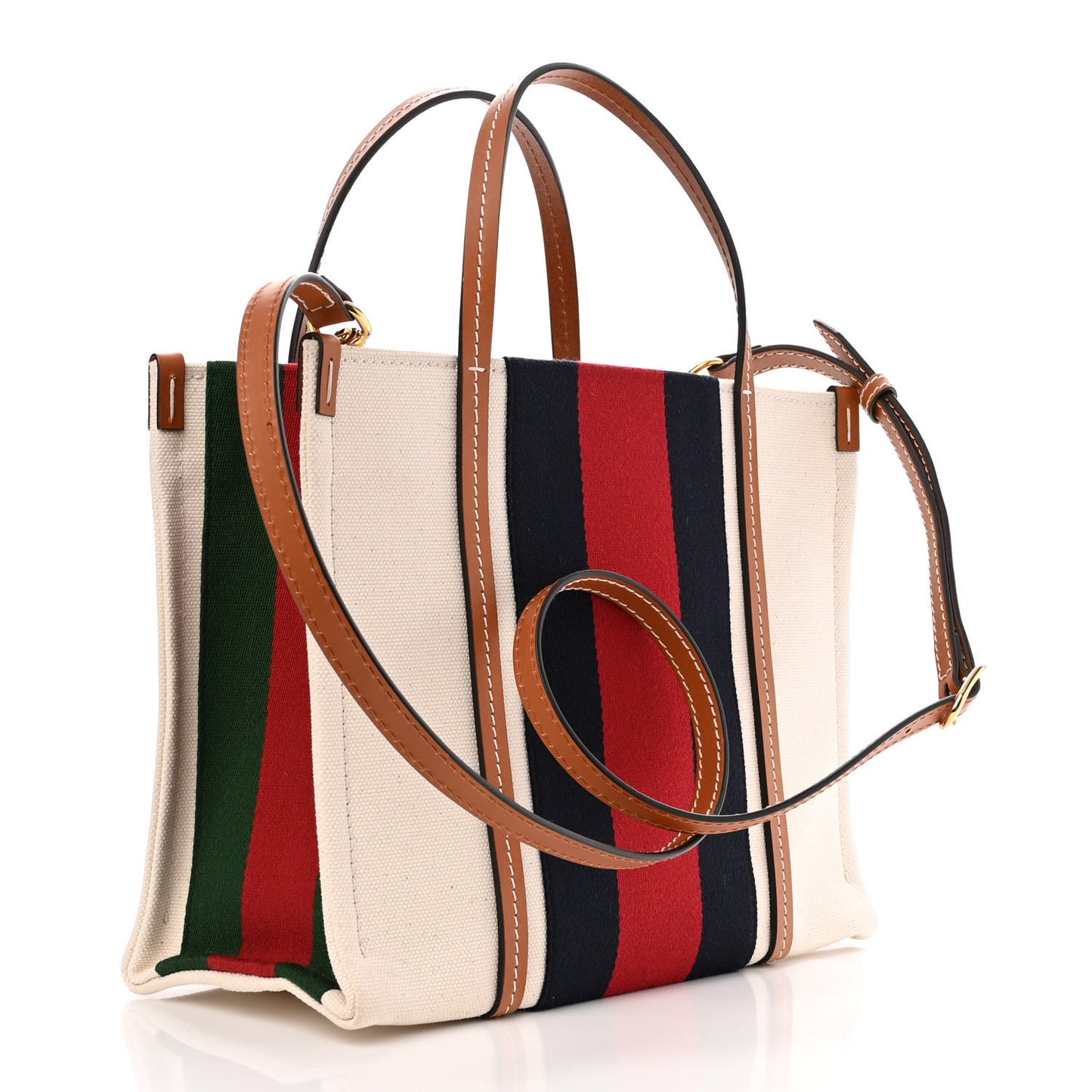 Canvas Calfskin Web Small Interlocking G Tote Bag Red Blue