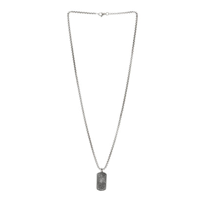 David Yurman Sterling Silver Diamond Dog Tag Pendant Necklace 3 of 4