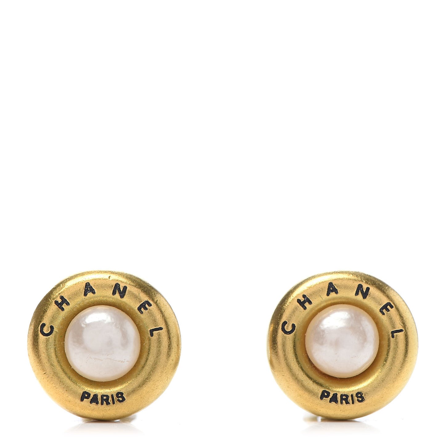 Pearl CC Logo Clip On Earrings Gold