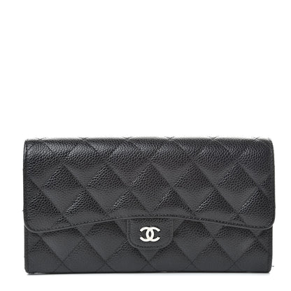 Chanel Caviar Quilted Large Flap Gusset Wallet Black 1 of 10