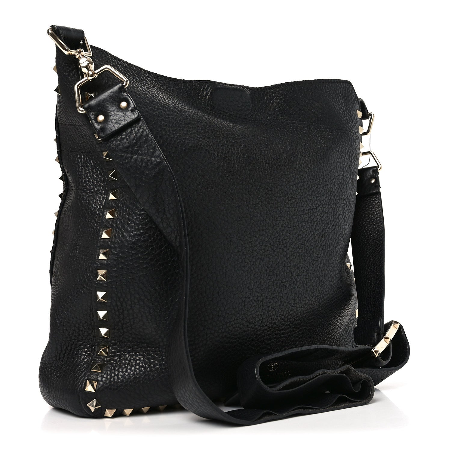 Valentino Garavani Pebbled Calfskin Large Rockstud Flip-Lock Messenger Bag Black 2 of 11