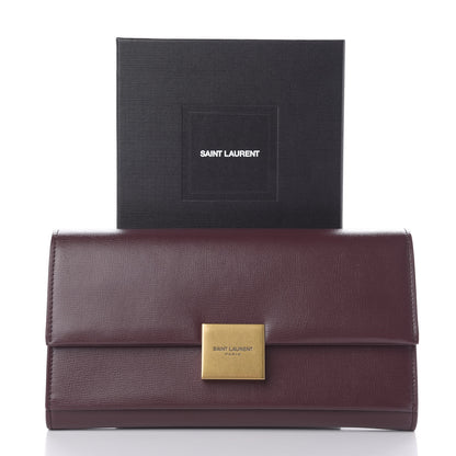 Saint Laurent Calfskin Bellechasse Flap Clutch Burgundy 8 of 8