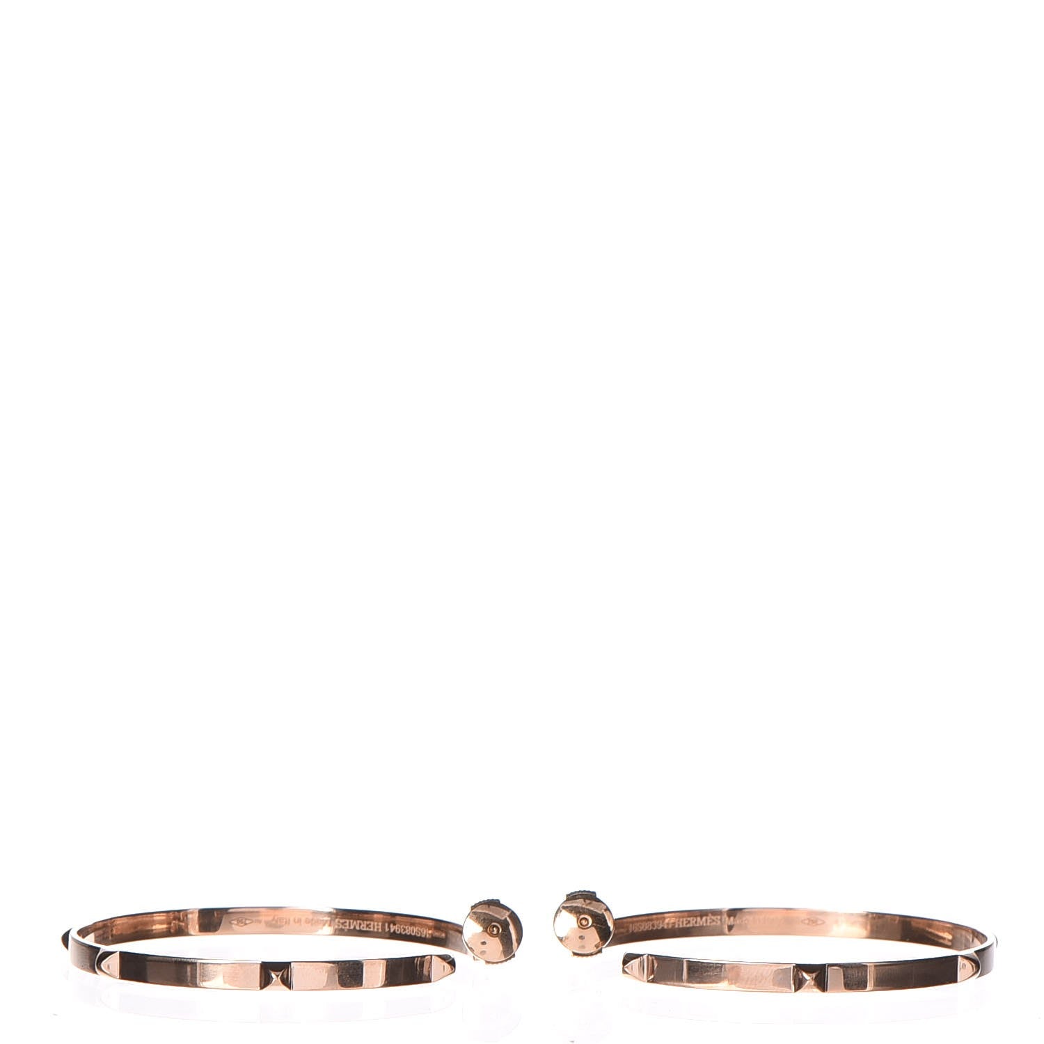 Hermes 18K Rose Gold Mini Clous Hoop Earrings 3 of 6