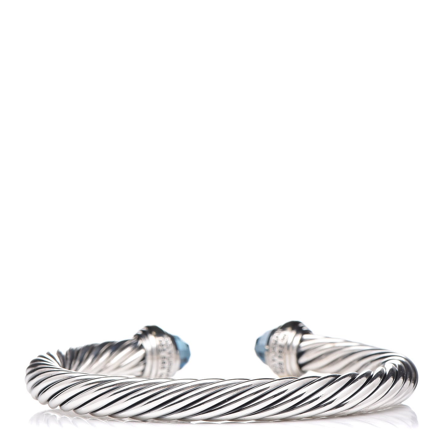 Sterling Silver 14K Yellow Gold Blue Topaz 7mm Cable Classics Bracelet