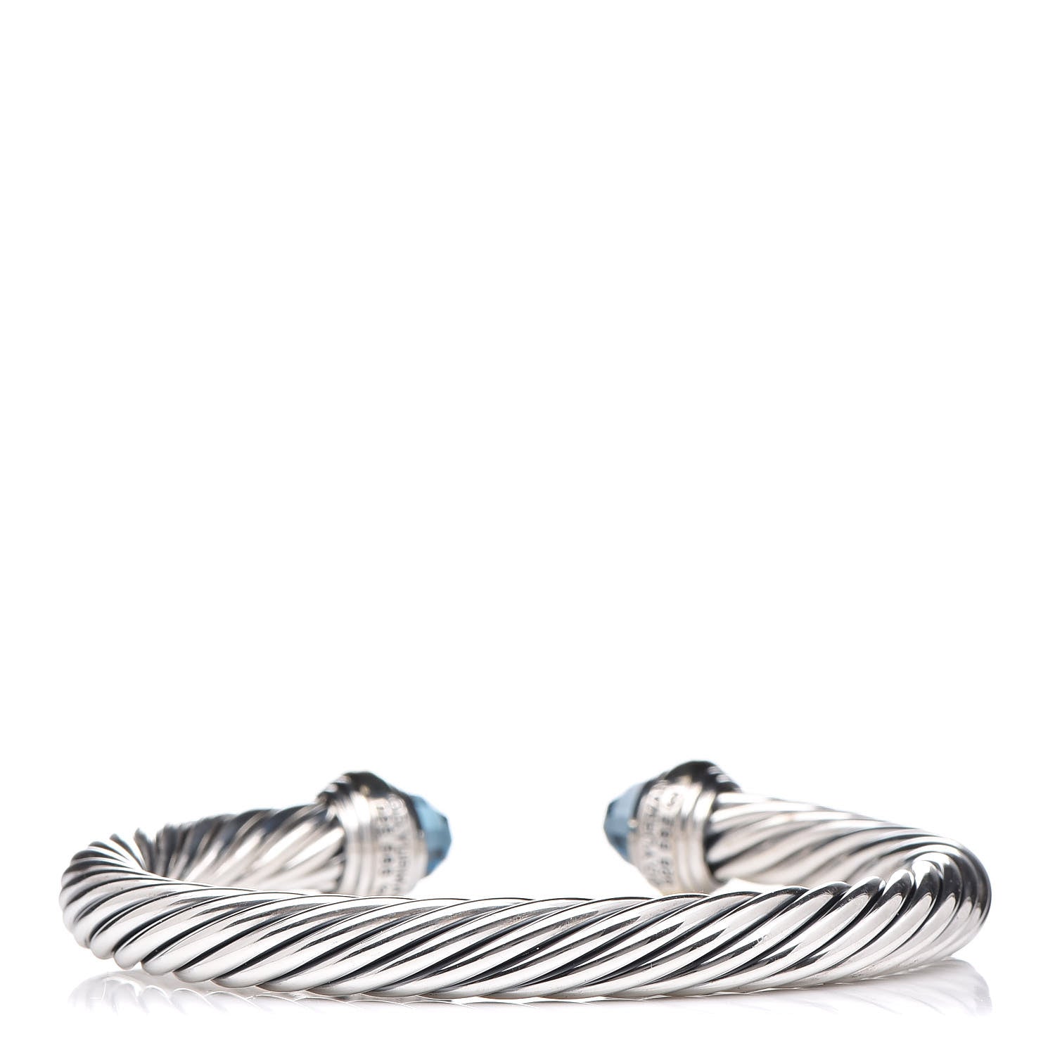 David Yurman Sterling Silver 14K Yellow Gold Blue Topaz 7mm Cable Classics Bracelet 3 of 5