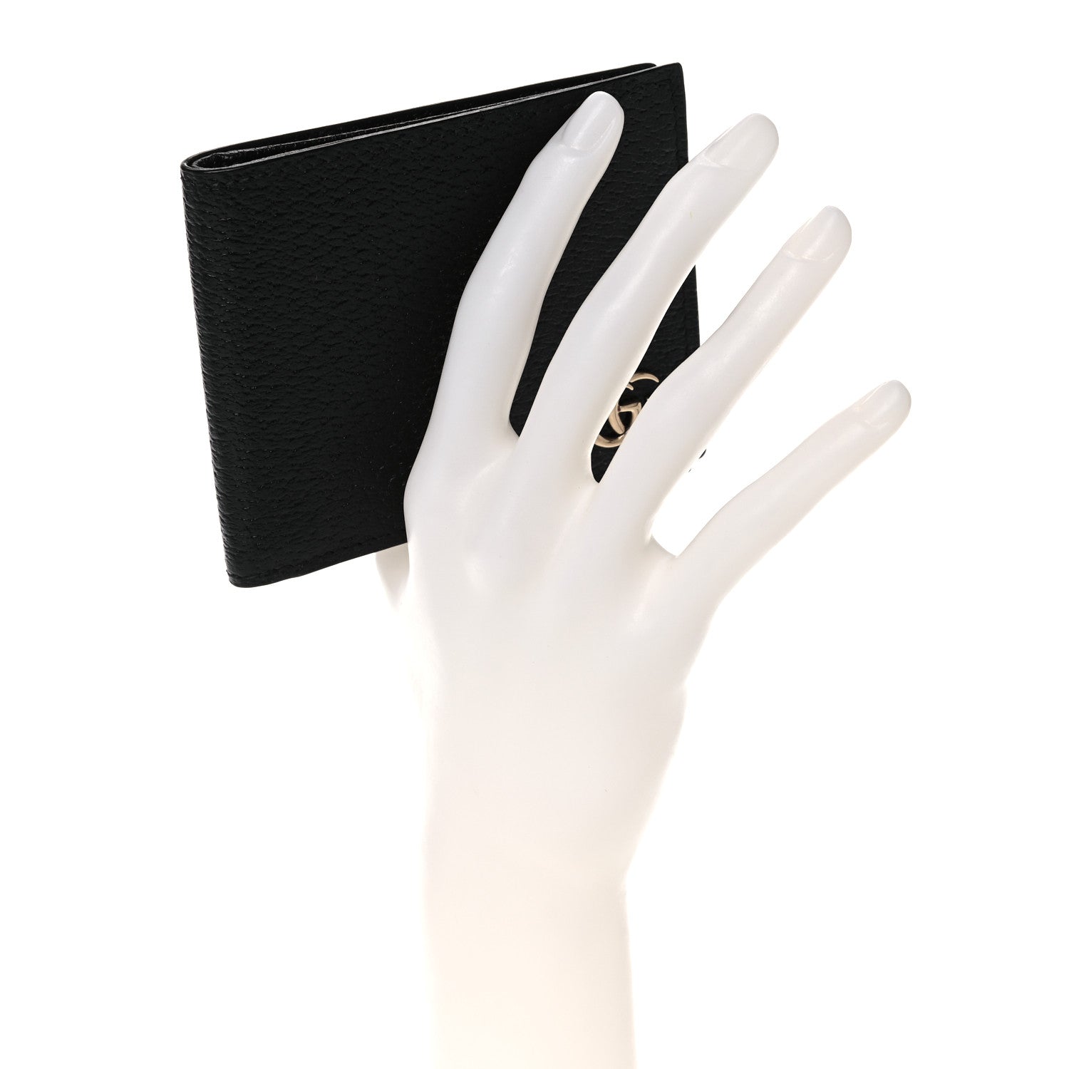 Gucci Calfskin Boar Effect GG Marmont Bi-Fold Wallet Black 2 of 10