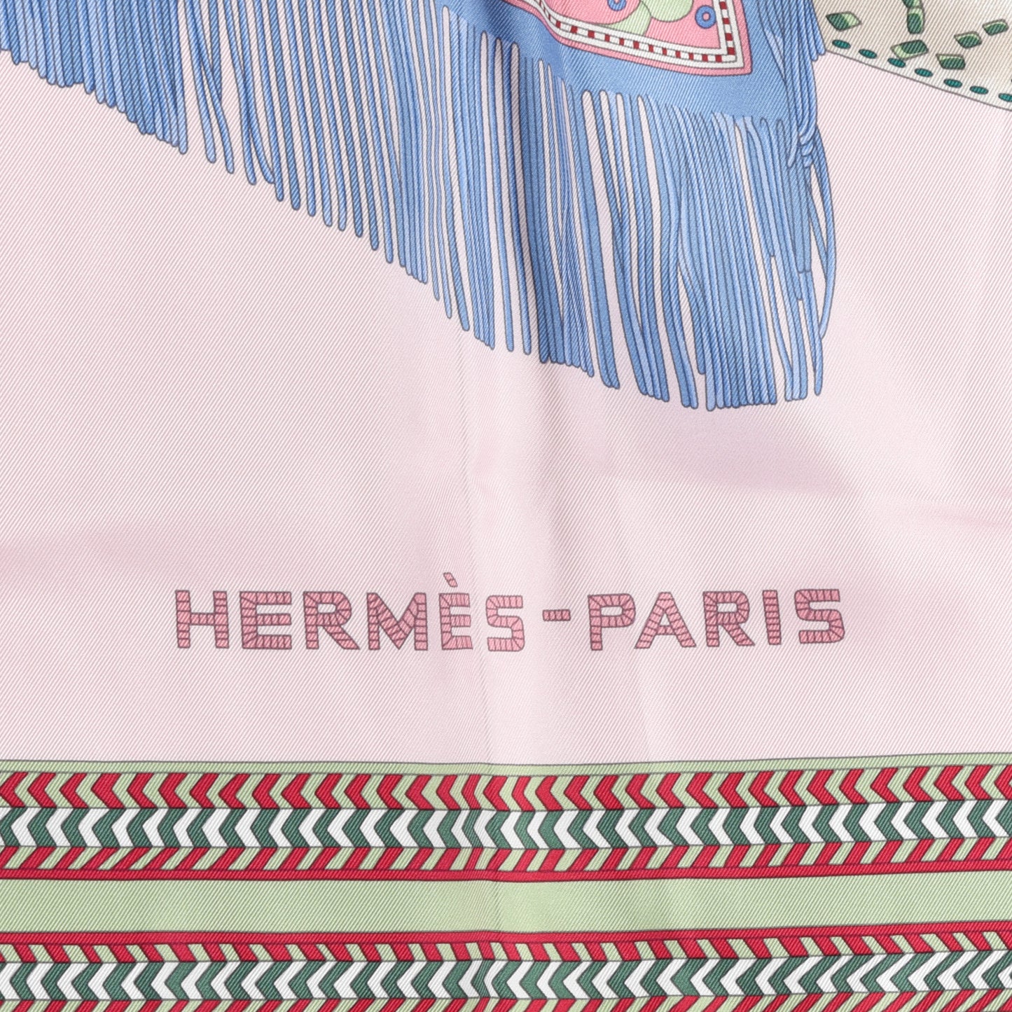 Silk Selle Des Steppes Scarf 90 Rose Pale Bleu Jean