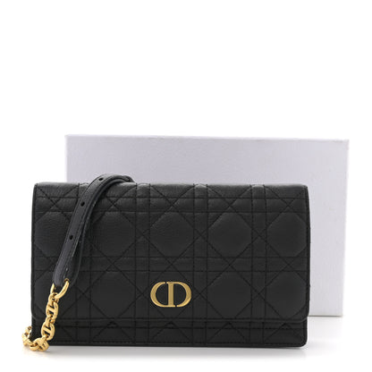 Christian Dior Supple Calfskin Cannage Caro Belt Pouch with Chain Black 12 of 12