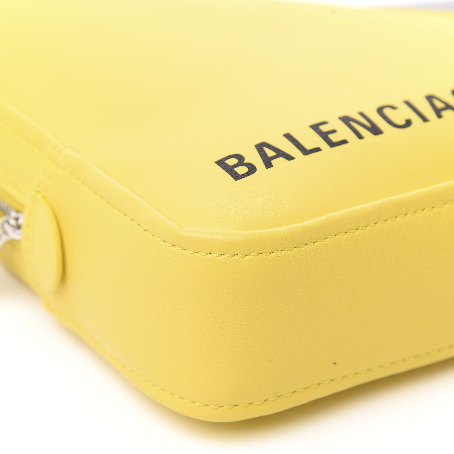 Balenciaga Shiny Day Calfskin Logo M Triangle Pouch Jaune Black 7 of 8