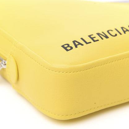 Balenciaga Shiny Day Calfskin Logo M Triangle Pouch Jaune Black 7 of 8