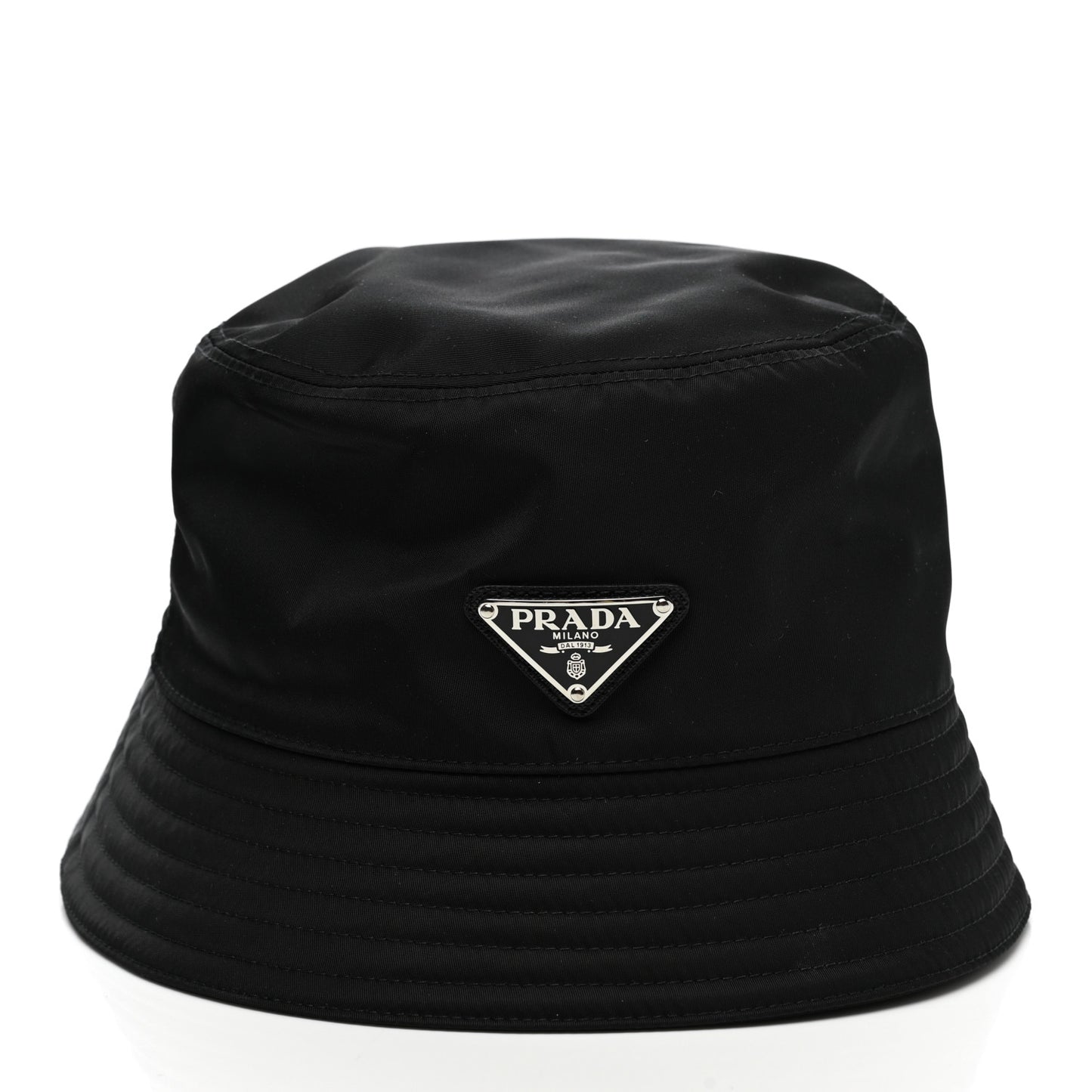Re-Nylon Metal Triangle Logo Womens Bucket Hat M Black