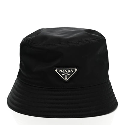 Prada Re-Nylon Metal Triangle Logo Womens Bucket Hat M Black 5 of 8
