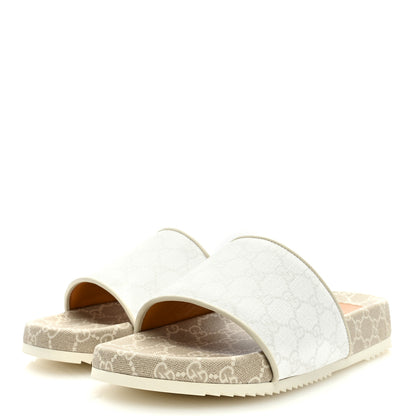 Gucci GG Supreme Monogram Demetra Mens Slide Sandals 9 White Mystic White 2 of 7