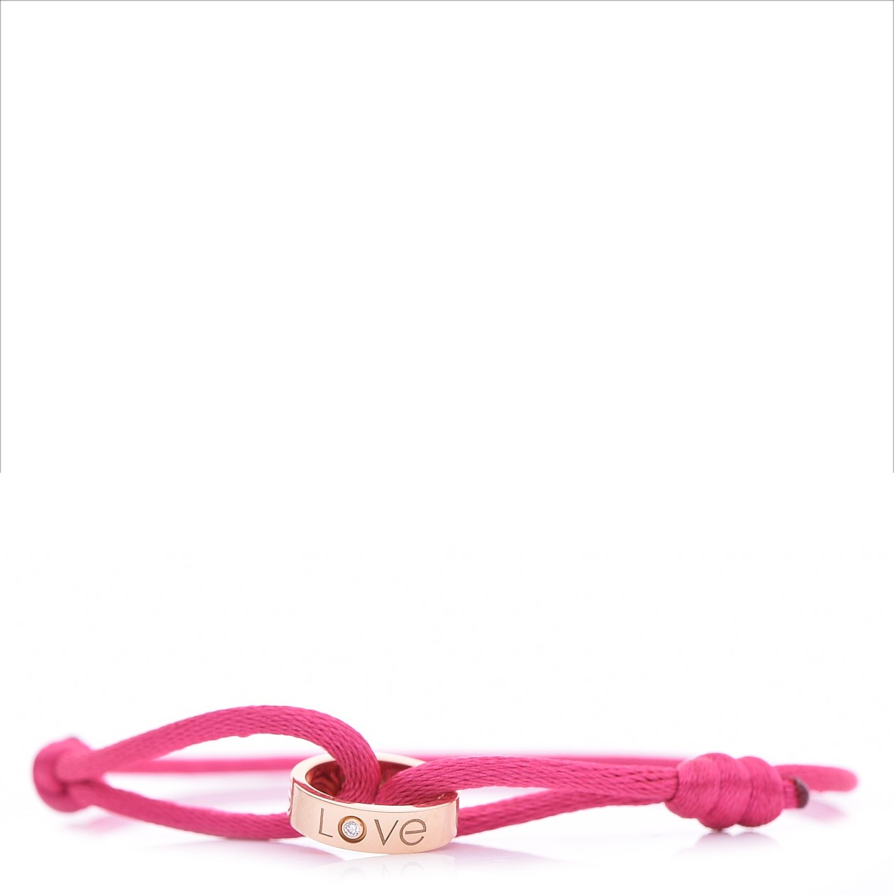 18K Pink Gold Diamond Charity LOVE Adjustable Cord Bracelet Pink