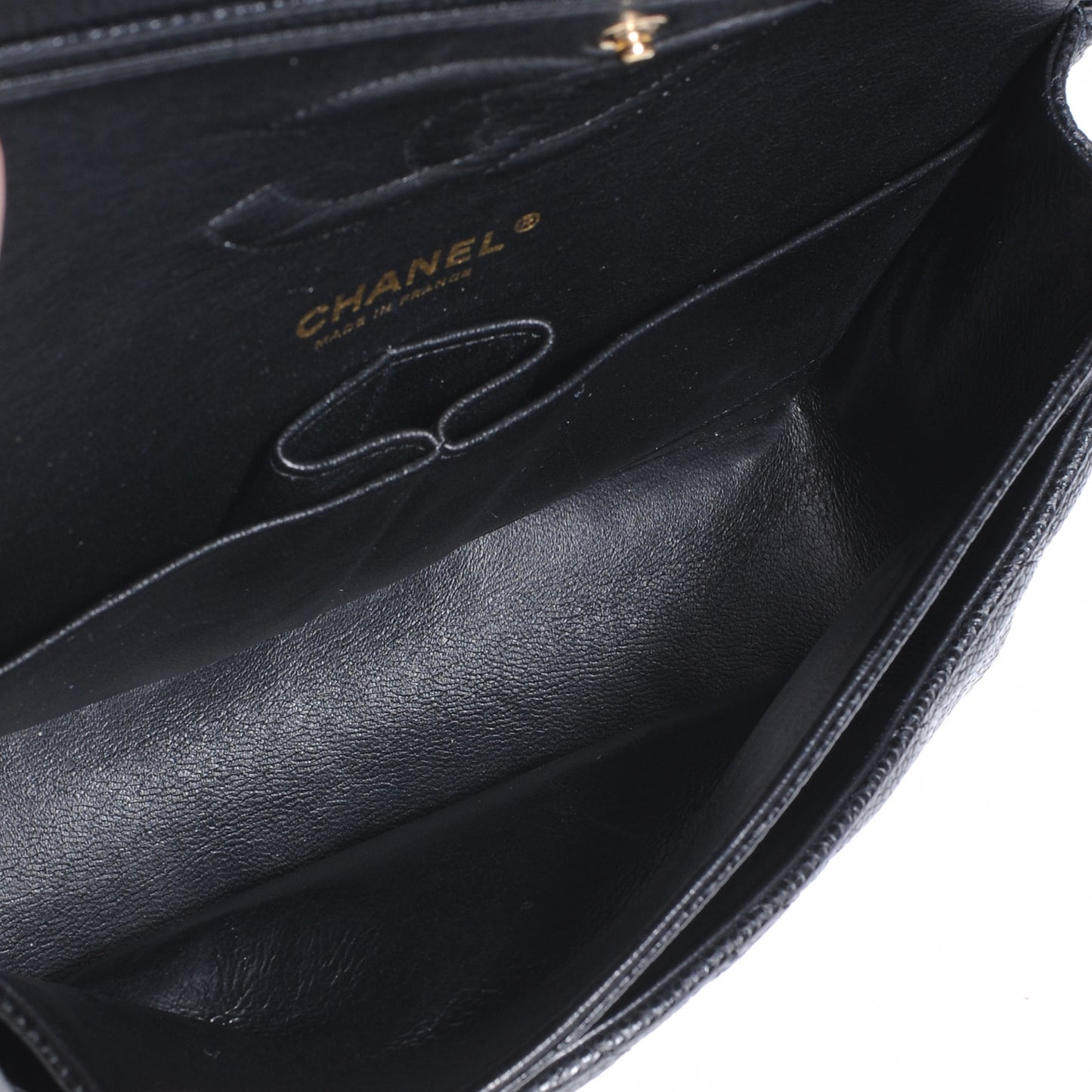 Caviar Quilted Medium Double Flap Black