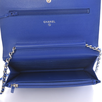 Chanel Caviar Chevron Quilted Wallet On Chain WOC Bright Blue 5 of 10