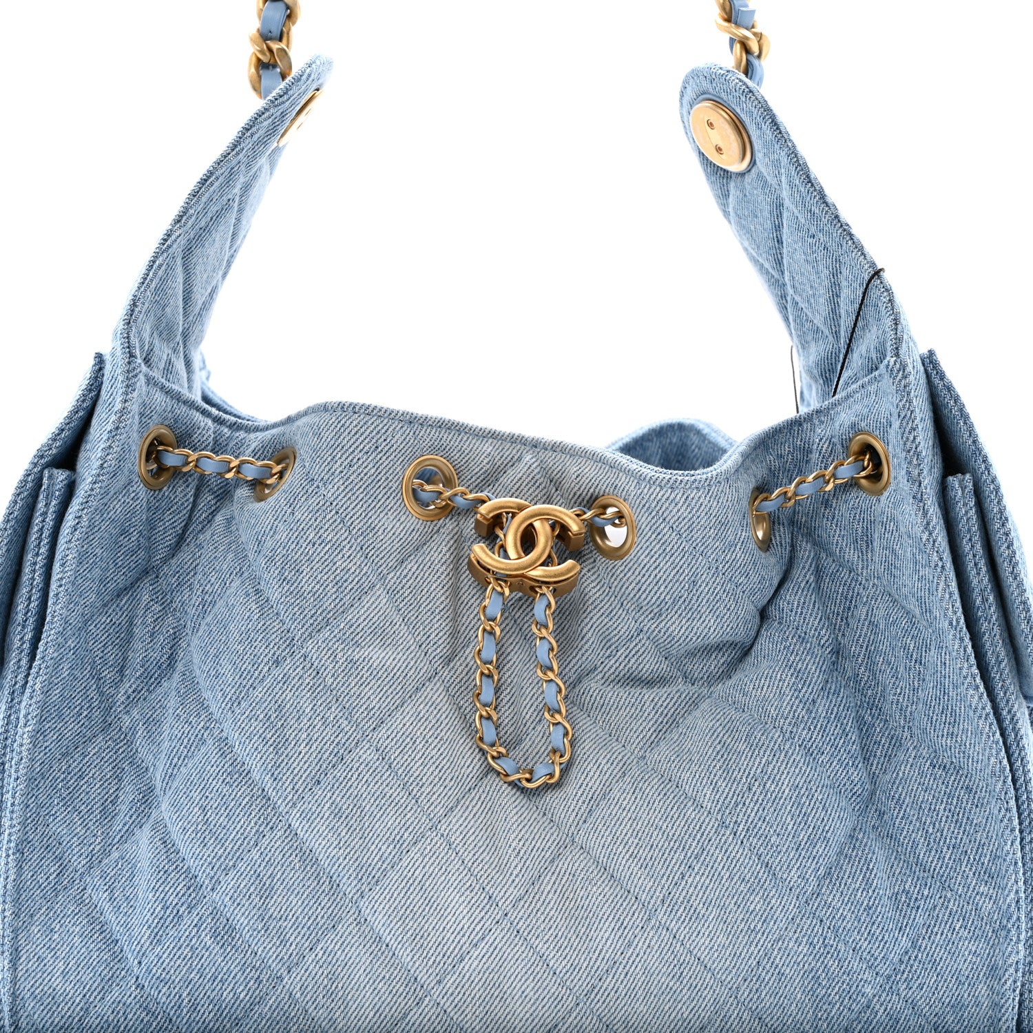 Chanel Washed Denim Quilted Small Chanel 25 Handbag Blue 1826246