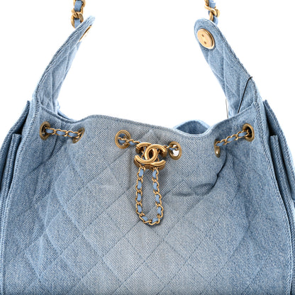 Chanel Washed Denim Quilted Small Chanel 25 Handbag Blue 8 of 12