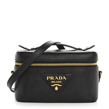 Prada Vitello Daino Mini Vanity Top Handle Bag Black 1 of 11
