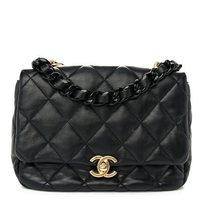 Chanel Lambskin Quilted Small Lacquered Chain Flap Black 1 of 10