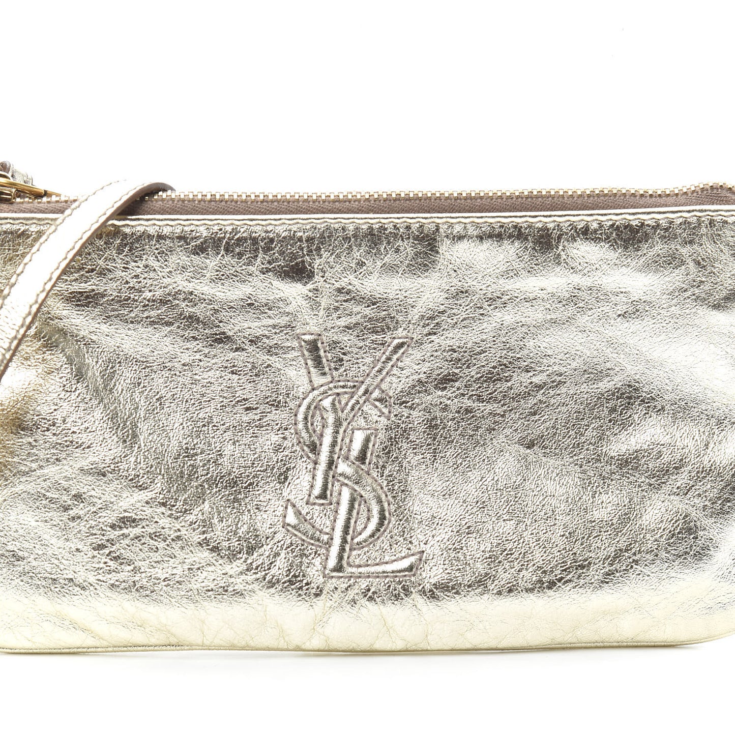 Metallic Calfskin Monogram Pouch Gold