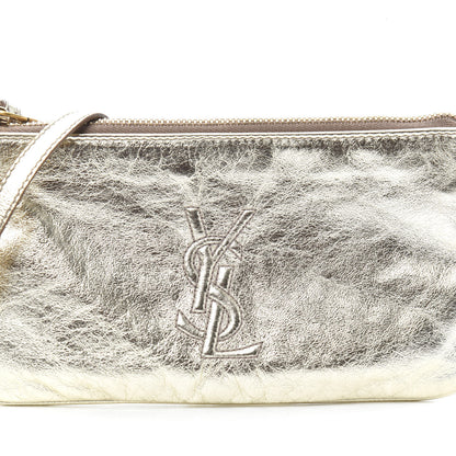 Saint Laurent Metallic Calfskin Monogram Pouch Gold 7 of 9