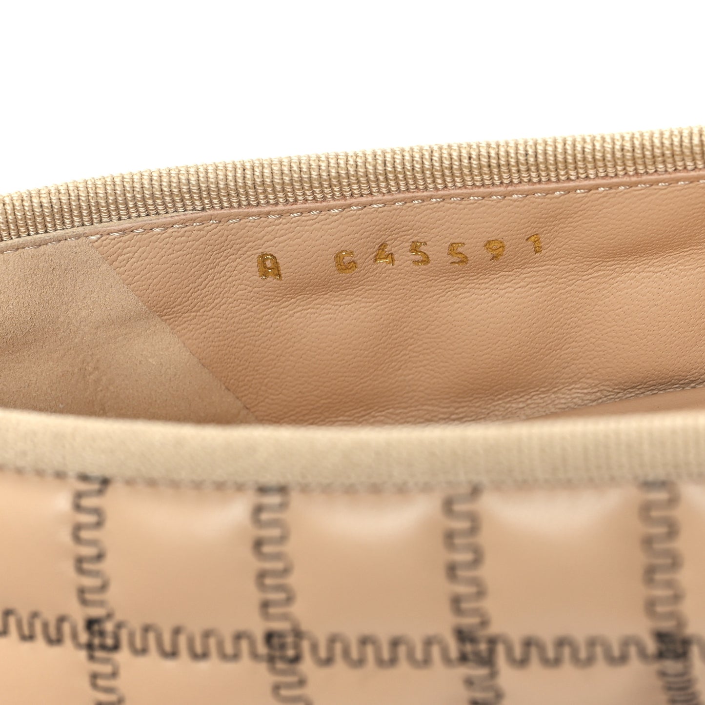 Lambskin Embroidered Quilted Cap Toe Ballerina Flats 37.5 Beige Black