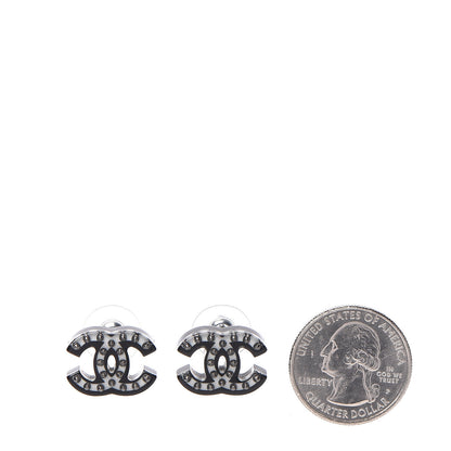Chanel Resin CC Earrings Black White 2 of 5
