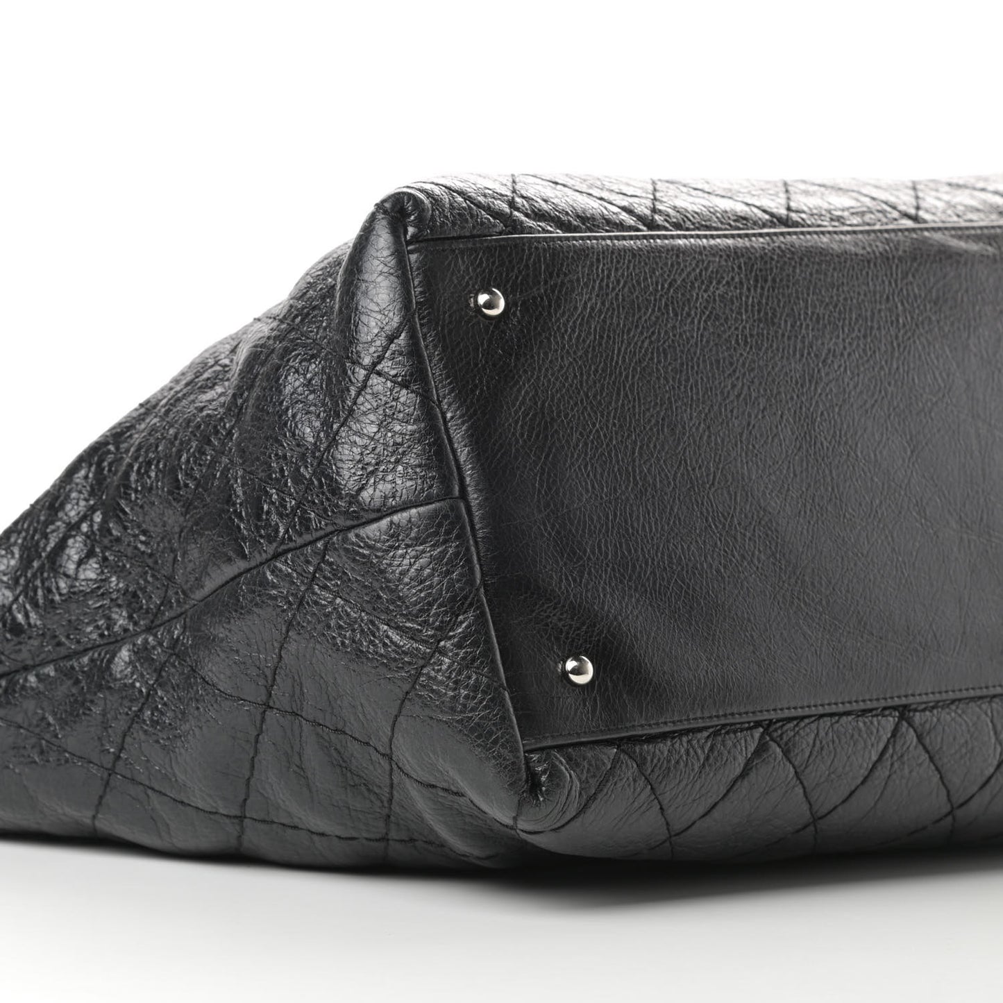 Glazed Calfskin Large On The Road Tote Black