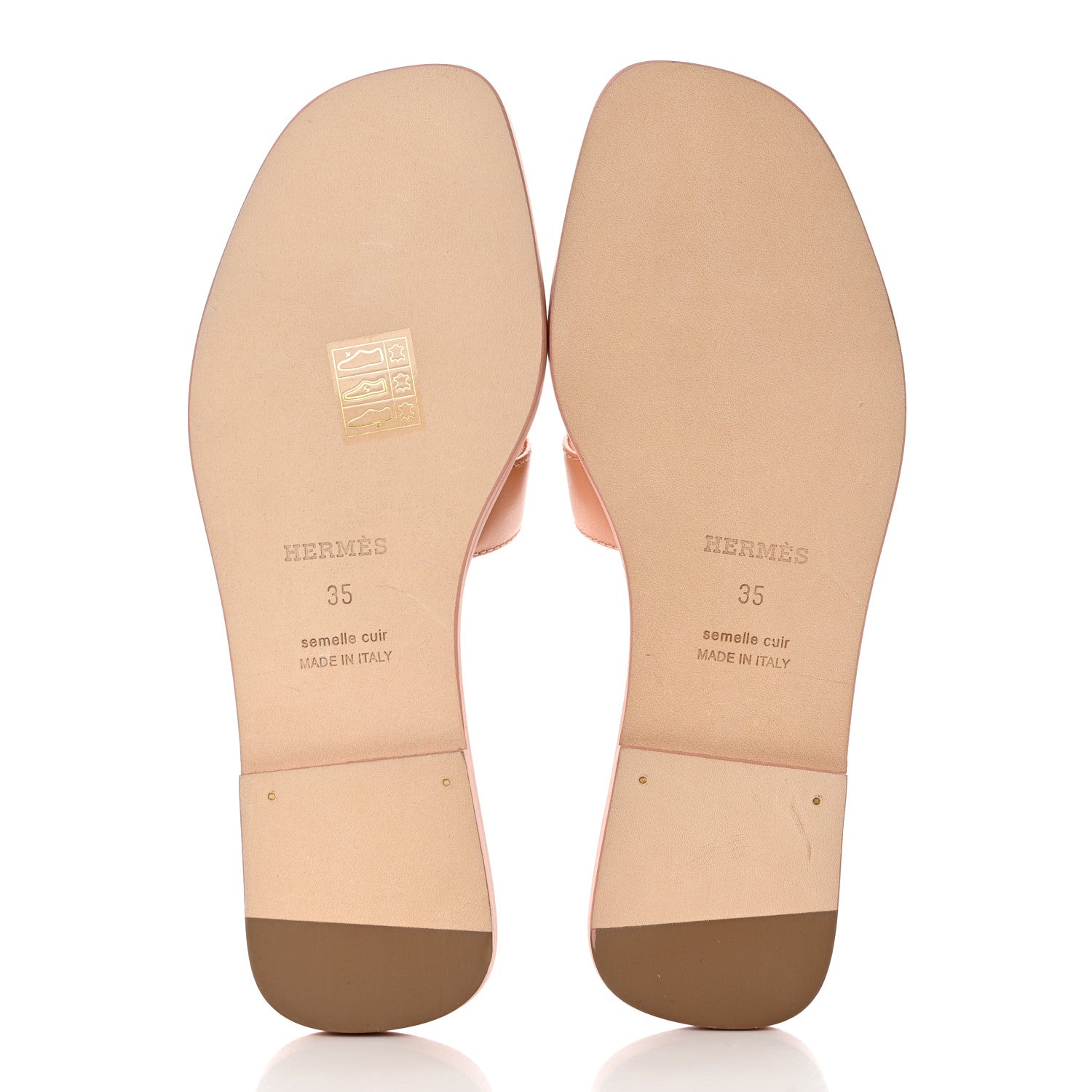 Hermes Box Calfskin Oran Sandals 35 Granit Rose 5 of 8