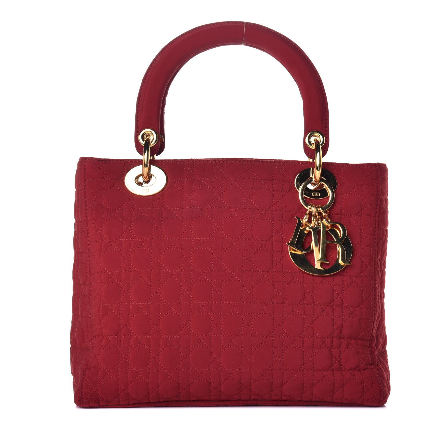 Christian Dior Nylon Cannage Medium Lady Dior Red 1 of 8