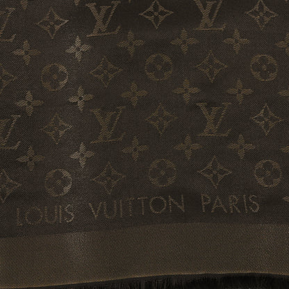 Louis Vuitton Silk Lurex Wool Monogram Shine Shawl Brown 2 of 4