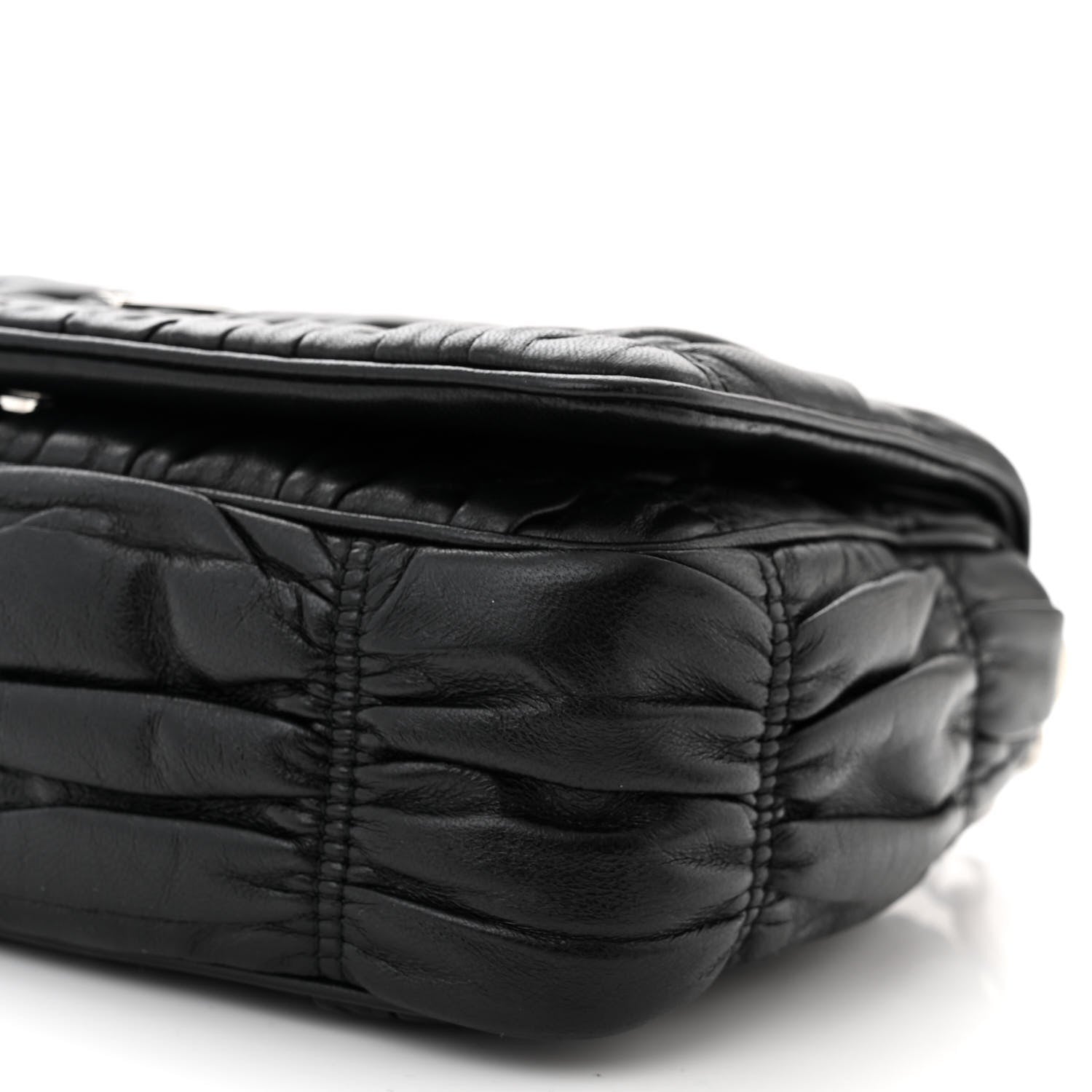 Prada Nappa Gaufre Flap Shoulder Bag Black 9 of 9