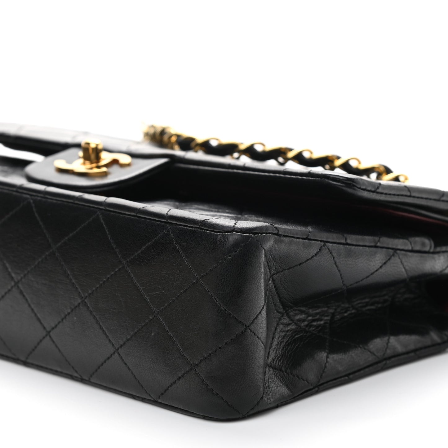 Lambskin Quilted Medium Double Flap Black